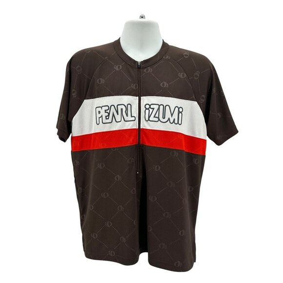 Pearl Izumi 1/2 Zip Brown Logo Spell Out Cycling Jersey Shirt Mens Large - Picture 1 of 8